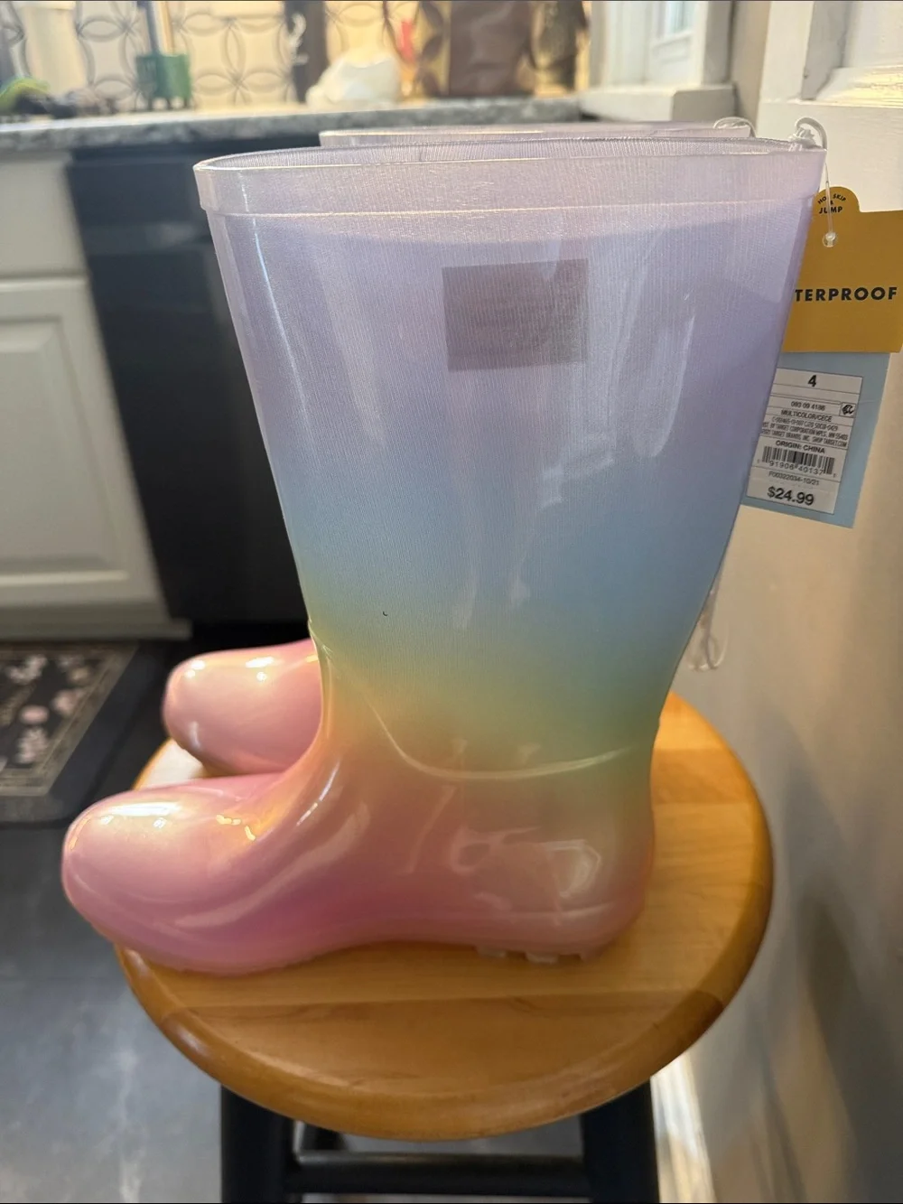 Cat & Jack Iridescent Pastel Gradient Rain Boots - Purple, Pink, Blue